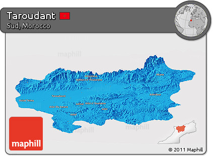 Political Panoramic Map of Taroudant, cropped outside