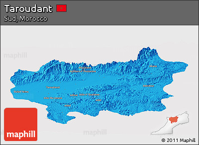 Political Panoramic Map of Taroudant, cropped outside
