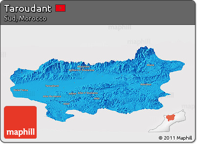 Political Panoramic Map of Taroudant, cropped outside