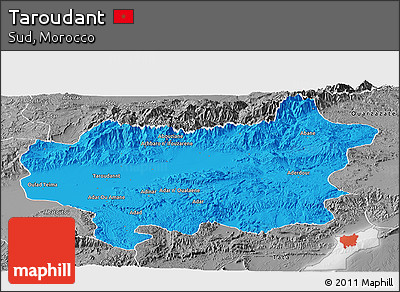 Political Panoramic Map of Taroudant, desaturated