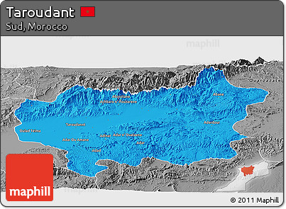 Political Panoramic Map of Taroudant, desaturated