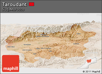 Satellite Panoramic Map of Taroudant, lighten