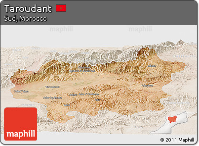 Satellite Panoramic Map of Taroudant, lighten