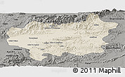 Shaded Relief Panoramic Map of Taroudant, darken, semi-desaturated