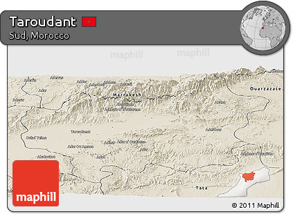 Shaded Relief Panoramic Map of Taroudant