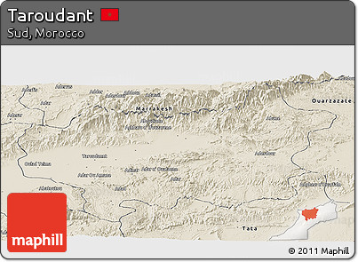 Shaded Relief Panoramic Map of Taroudant