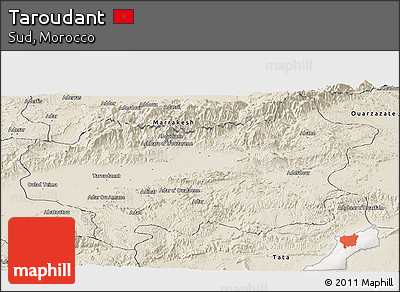Shaded Relief Panoramic Map of Taroudant