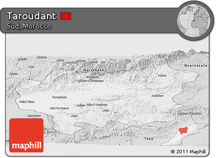 Silver Style Panoramic Map of Taroudant
