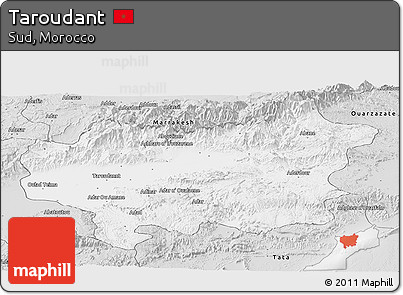 Silver Style Panoramic Map of Taroudant