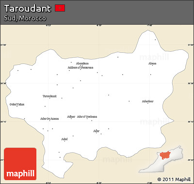 Classic Style Simple Map of Taroudant, single color outside