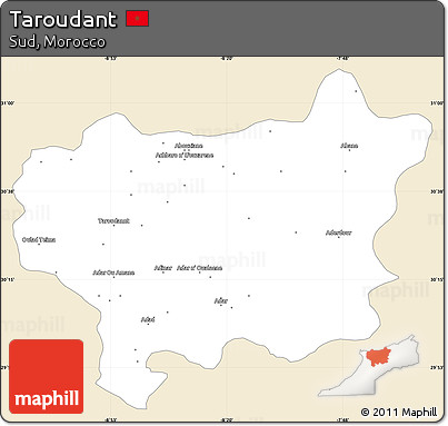 Classic Style Simple Map of Taroudant, single color outside