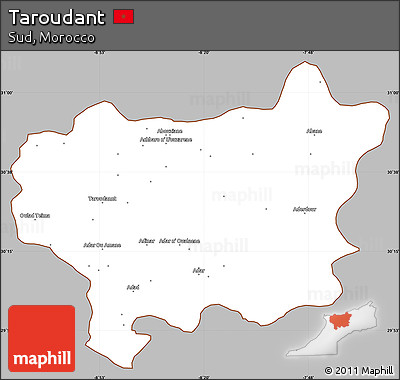 Gray Simple Map of Taroudant, cropped outside