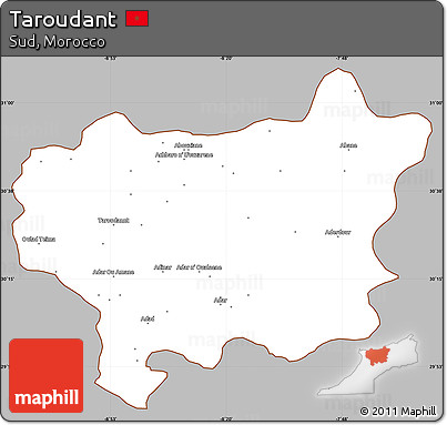 Gray Simple Map of Taroudant, cropped outside