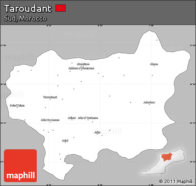 Gray Simple Map of Taroudant, single color outside
