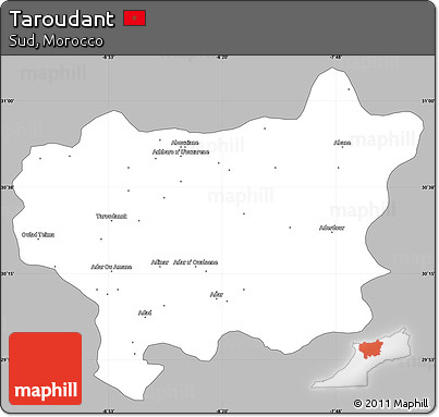 Gray Simple Map of Taroudant, single color outside