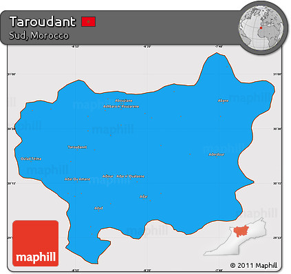Political Simple Map of Taroudant, cropped outside