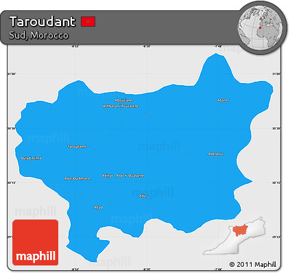 Political Simple Map of Taroudant, single color outside