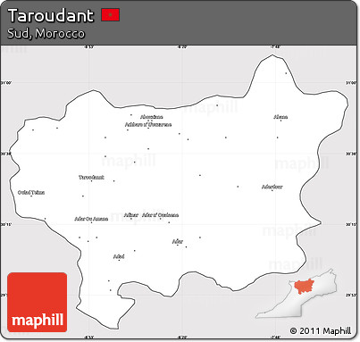 Silver Style Simple Map of Taroudant, cropped outside