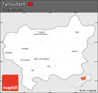 Silver Style Simple Map of Taroudant, cropped outside