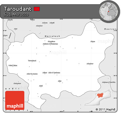 Silver Style Simple Map of Taroudant