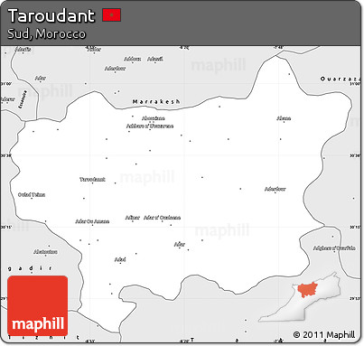 Silver Style Simple Map of Taroudant