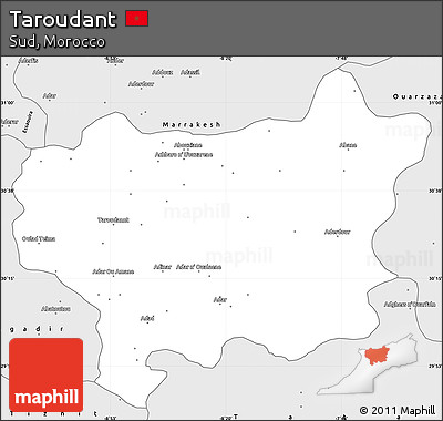 Silver Style Simple Map of Taroudant