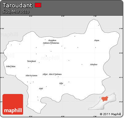 Silver Style Simple Map of Taroudant, single color outside