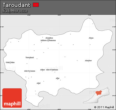 Silver Style Simple Map of Taroudant, single color outside