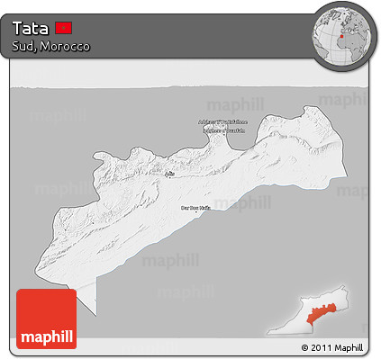 Gray 3D Map of Tata, single color outside