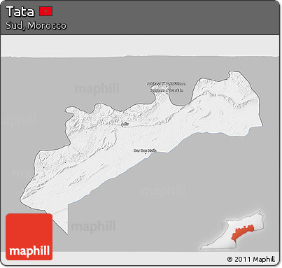 Gray 3D Map of Tata, single color outside