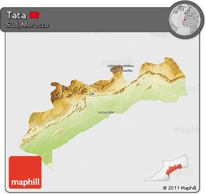 Physical 3D Map of Tata, single color outside