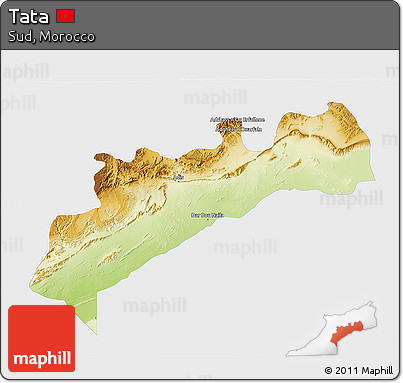 Physical 3D Map of Tata, single color outside