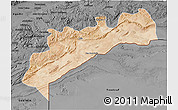 Satellite 3D Map of Tata, darken, desaturated
