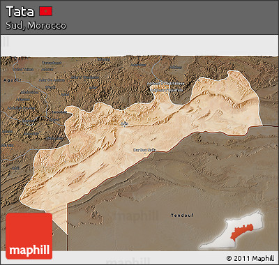 Satellite 3D Map of Tata, darken