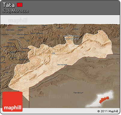 Satellite 3D Map of Tata, darken