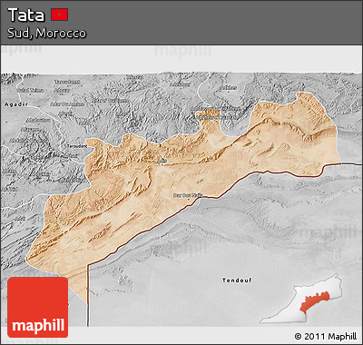 Satellite 3D Map of Tata, desaturated