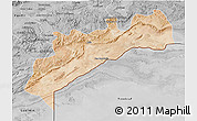 Satellite 3D Map of Tata, desaturated