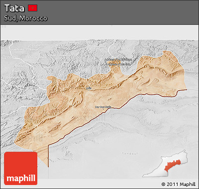 Satellite 3D Map of Tata, lighten, desaturated