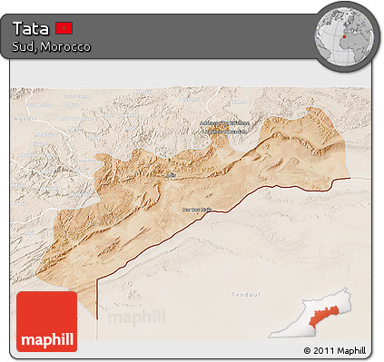 Satellite 3D Map of Tata, lighten
