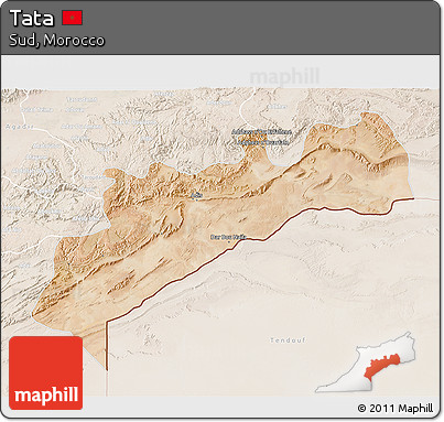 Satellite 3D Map of Tata, lighten