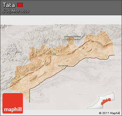 Satellite 3D Map of Tata, lighten, semi-desaturated