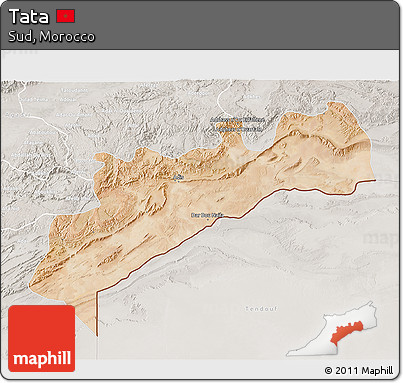 Satellite 3D Map of Tata, lighten, semi-desaturated
