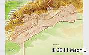 Satellite 3D Map of Tata, physical outside