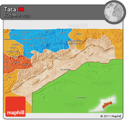 Satellite 3D Map of Tata, political outside