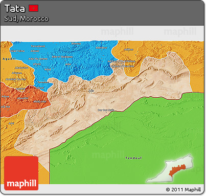 Satellite 3D Map of Tata, political outside