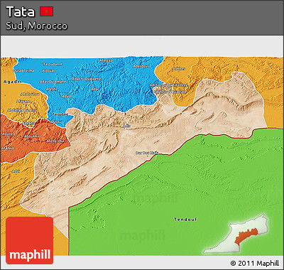 Satellite 3D Map of Tata, political outside