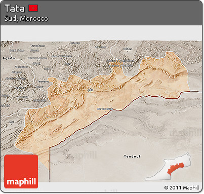 Satellite 3D Map of Tata, semi-desaturated