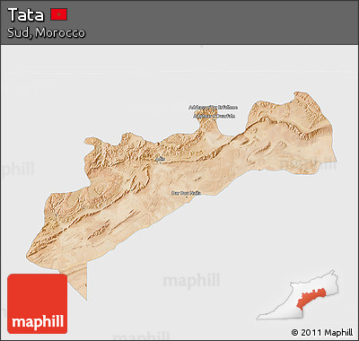 Satellite 3D Map of Tata, single color outside