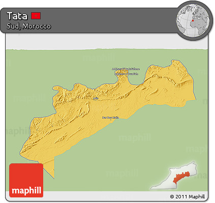 Savanna Style 3D Map of Tata, single color outside