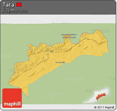 Savanna Style 3D Map of Tata, single color outside